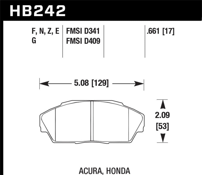 Hawk Performance ER-1 Front Brake Pads - 1992-1993 Acura Integra 1.6L EX