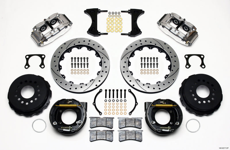 Wilwood Narrow Superlite 4R Rear Parking Brake Kit Drilled Polished 140-9217-DP - Big Ford Old Style 2.36in