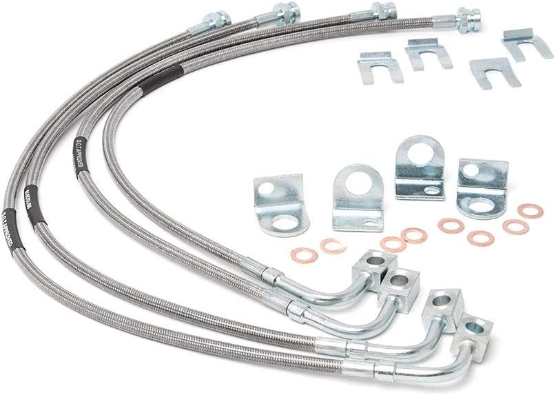 2007-2018 Jeep Wrangler JK Stainless Steel Brake Lines for 4-6 inch Lift Front and Rear DOT - Rough Country