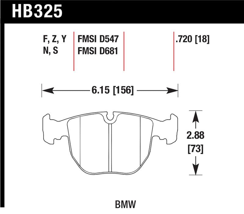 Hawk Performance HT-10 Race Brake Pads HB325S.720 - 2001-2003 BMW 530i