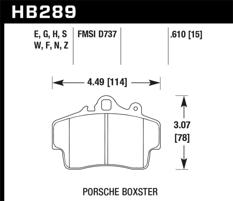 Hawk Performance HB289D.610 ER-1 Front Brake Pads - 1997-1999 Porsche Boxster 2.5L Base, 4-Piston Caliper
