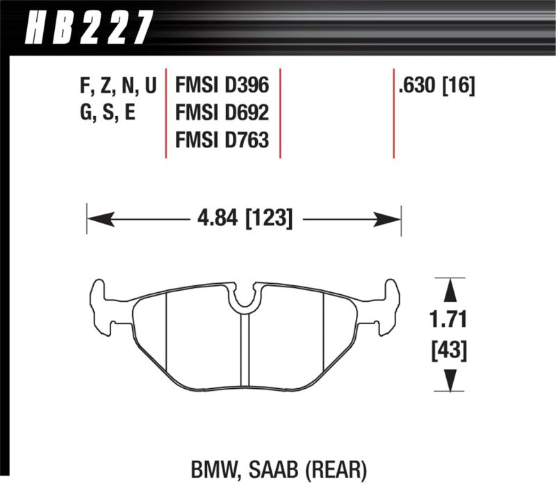 Hawk Performance DTC-30 Rear Race Brake Pads HB227W.630 - 1992-1998 BMW 318i