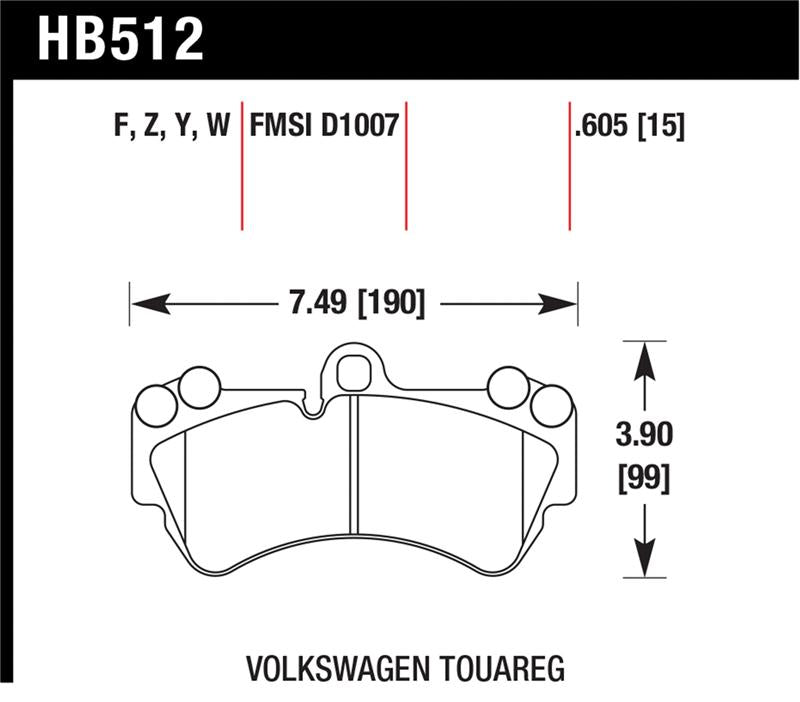 Hawk Performance Ceramic HB512Z.605 Front Brake Pads - 2004 Volkswagen Touareg