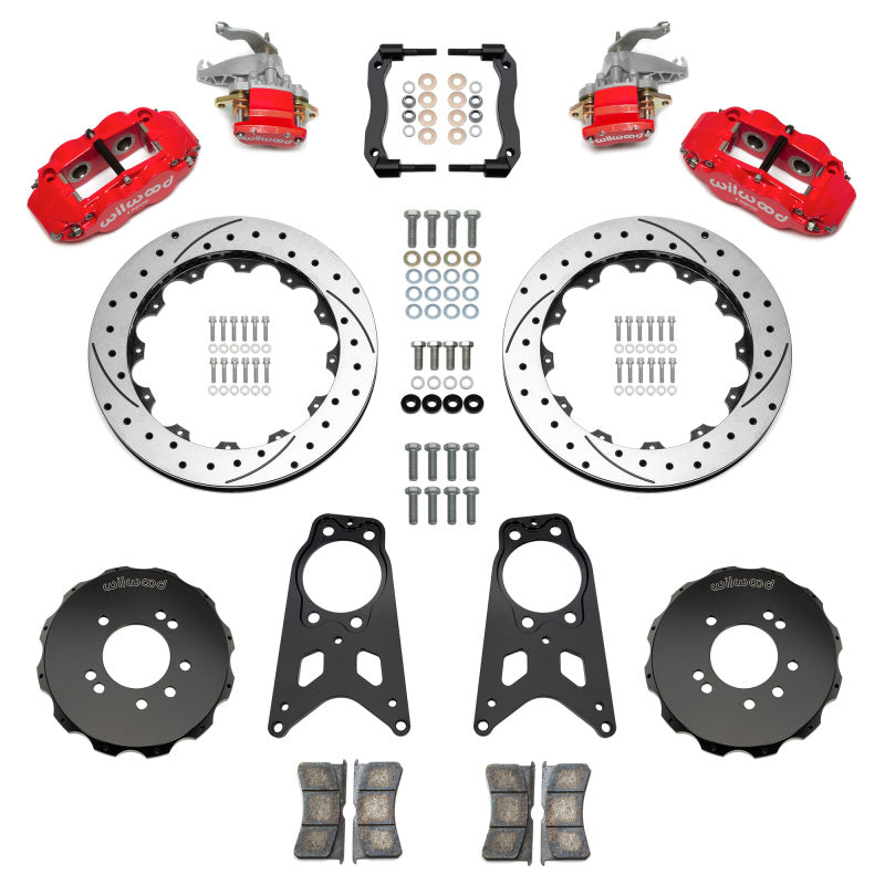 Wilwood 140-18271-DR Rear Parking Big Brake Kit, 13.50in Drilled/Slotted Rotors, Red - 1989-1998 Nissan 240SX