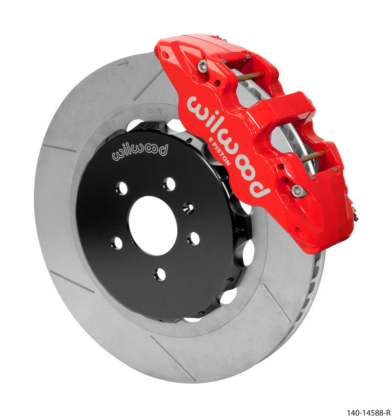 Wilwood AERO6 Front Big Brake Kit 15.00in Slotted Rotors, Red, with Lines - 2008-2012 Audi A4/A5/S5 (140-14588-R)