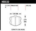 Hawk Performance HPS Rear Brake Pad Set HB532F.570 - 2006-2010 Chevrolet Corvette with OEM Pad Design