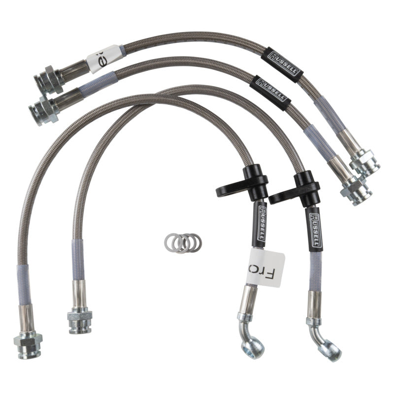 Russell Performance Street Legal Stainless Braided Brake Line Kit 684620 - 1996-2000 Honda Civic LX and EX with large front rotor