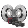 Brembo OE Rear Disc Brake Kit KTX4088 Low-Met Pads and Xtra Drilled Rotors - 2008-2015 Audi TT, TT RS and TTS Quattro