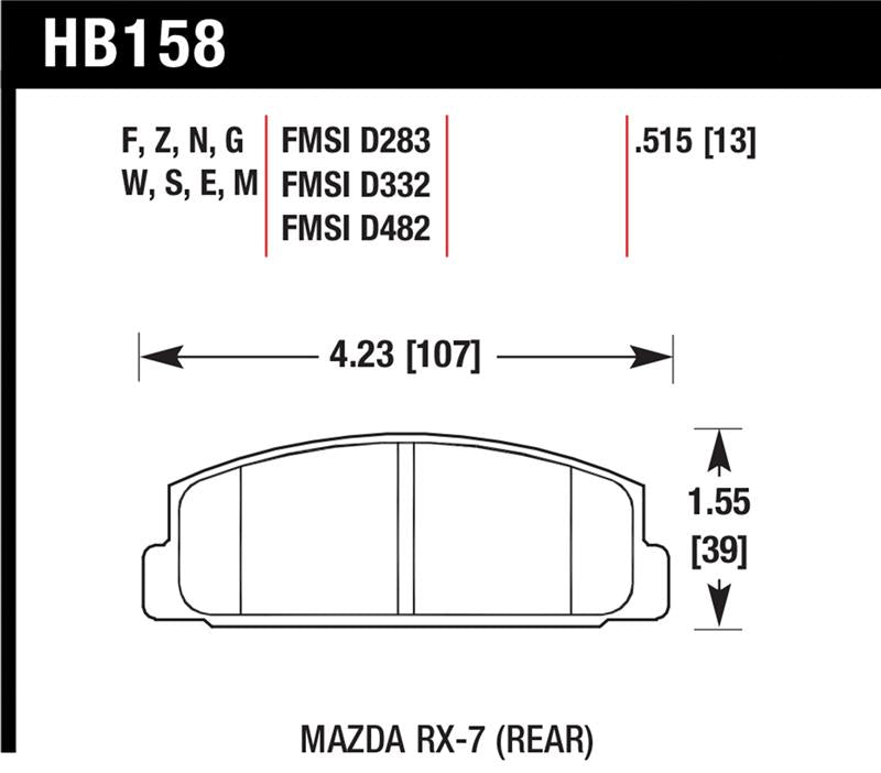 Hawk Performance HPS 5.0 Rear Brake Pad Set HB158B.515 - 2003-2005 Mazda 6