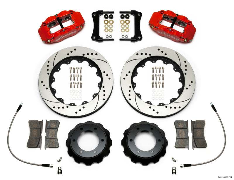Wilwood 140-14578-DR Forged Narrow Superlite 6R Front Big Brake Kit 14in Drilled Rotors, Red, with Lines - 2005-2015 Toyota Tacoma