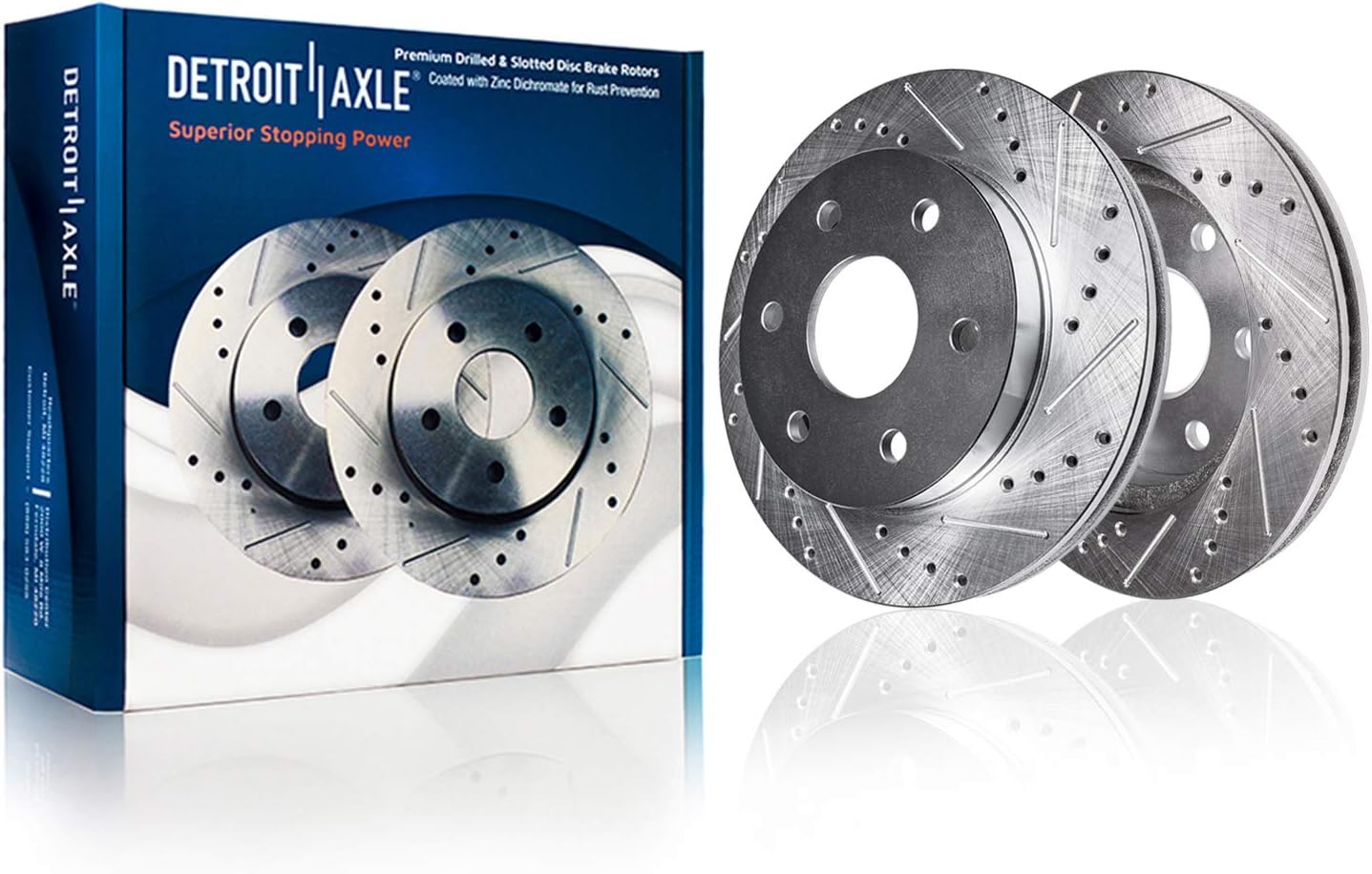 2005-2023 Toyota Tacoma 2003-2009 4Runner 2007-2014 FJ Cruiser Front Drilled and Slotted Brake Rotor Pair 12.56 inch 319mm - Detroit Axle