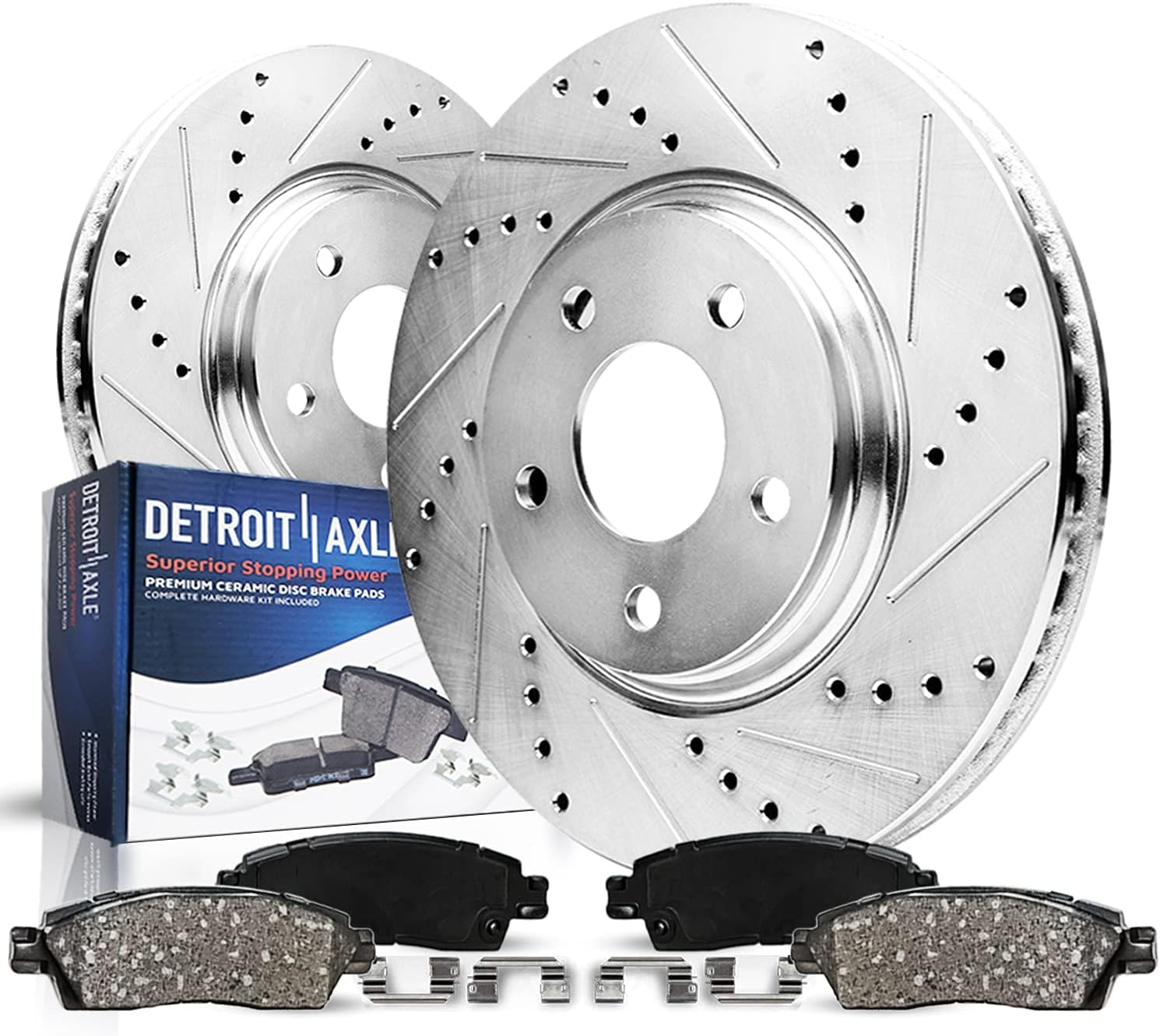 2020-2025 Toyota Highlander Front Drilled Slotted Brake Kit Ceramic Pads 13.39 inch - Detroit Axle