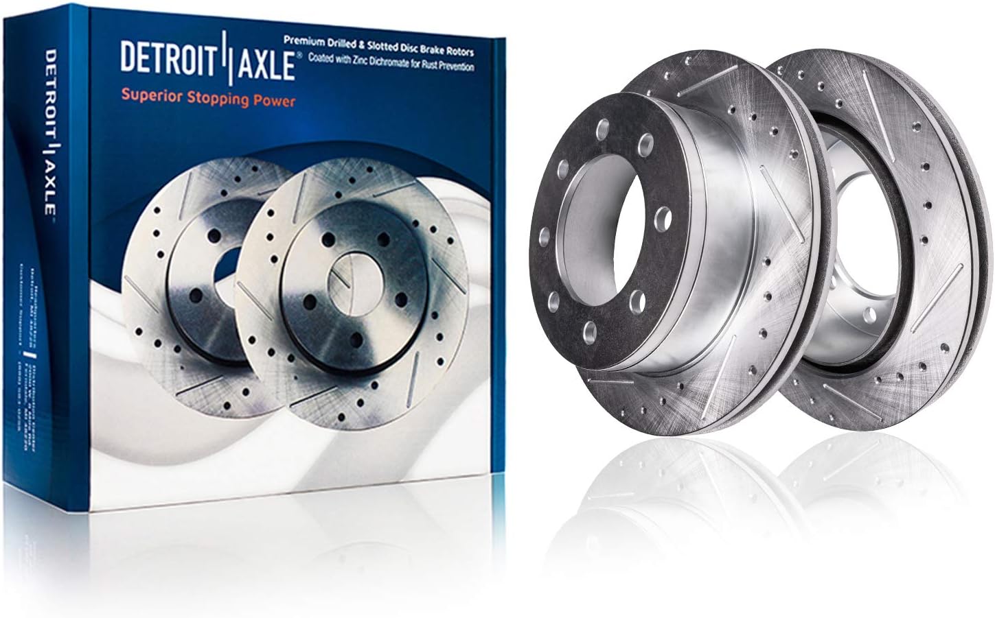 2009-2025 Ram 2500 3500 Dodge Ram 2500 3500 Front Brake Rotors Pair 14.17 inch Drilled Slotted Visual Upgrade - Detroit Axle