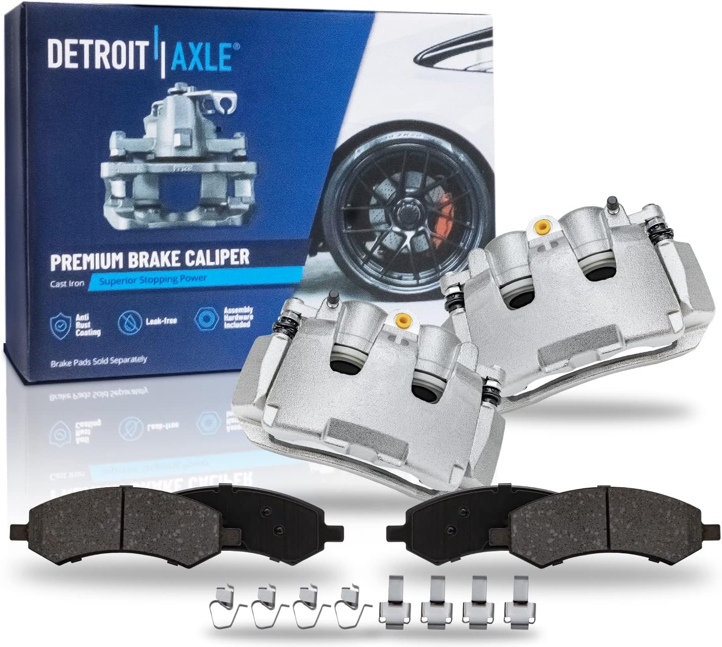 2009-2018 Ram 1500 Dakota 2019-2023 Ram 1500 Classic Front Brake Calipers + Ceramic Pads Kit - Detroit Axle Dual Piston