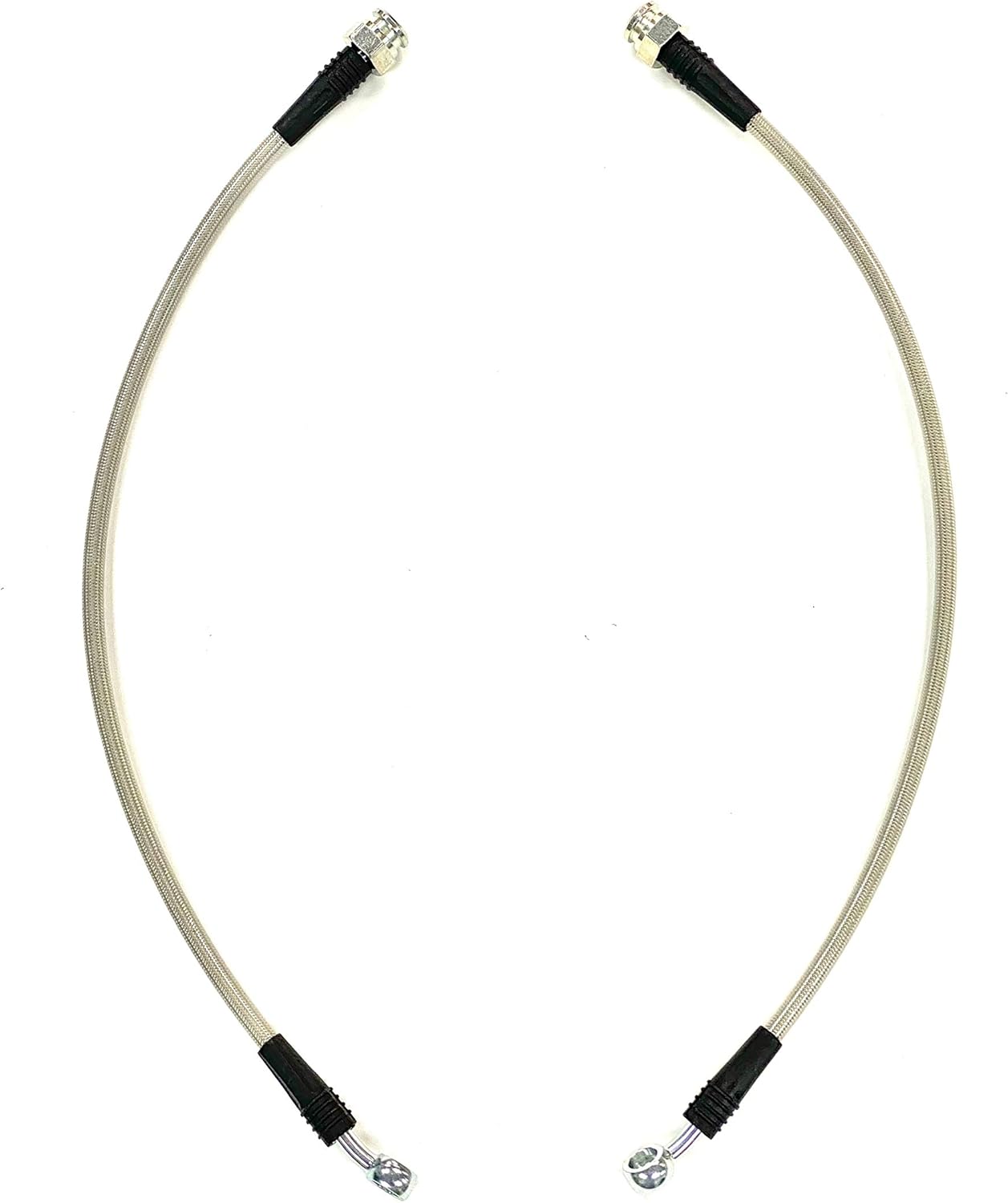 Universal Braided Stainless Steel Brake Hose Pair 20 inch 10mm Banjo x 3/8-24 Female - The Stop Shop USA Made