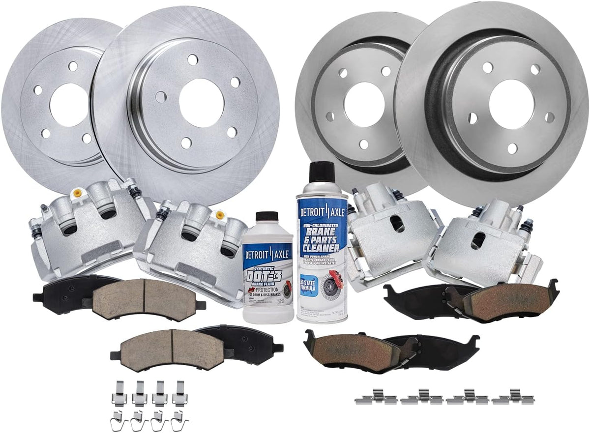 2009-2018 Ram 1500 Front and Rear (F+R) Brake Rotors and Ceramic Pads Kit - Detroit Axle