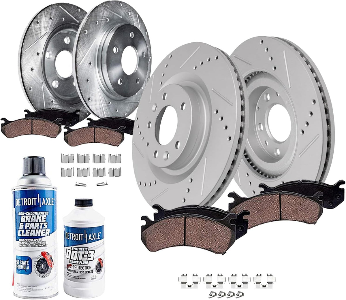 2019-2024 Mazda CX-5 Turbo Front and Rear (F+R) Drilled and Slotted Brake Rotors and Ceramic Pads Kit - Detroit Axle