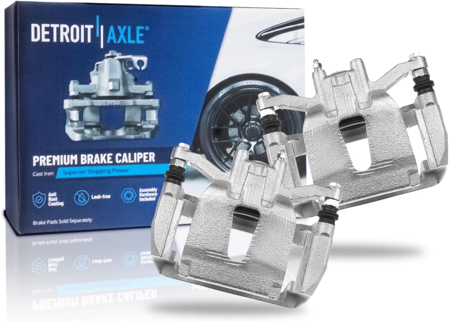 2012-2020 Ford F-150 Rear Brake Calipers with Brackets - Pair - Manual Parking Brake - Detroit Axle