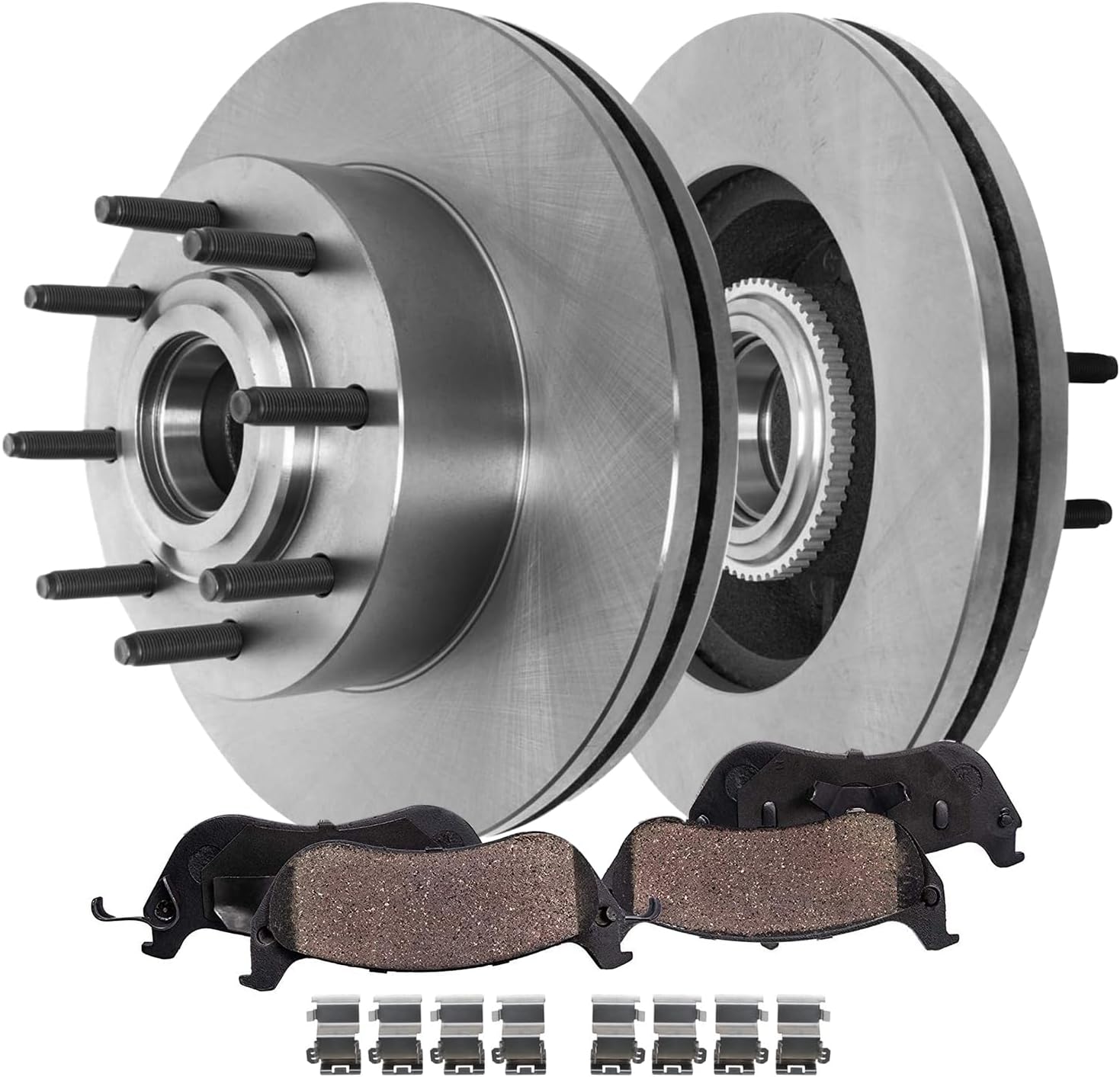 2012-2022 F-250 F-350 Super Duty 2WD SRW Front Brake Kit - Detroit Axle Rotors + Ceramic Pads 14.29 inch