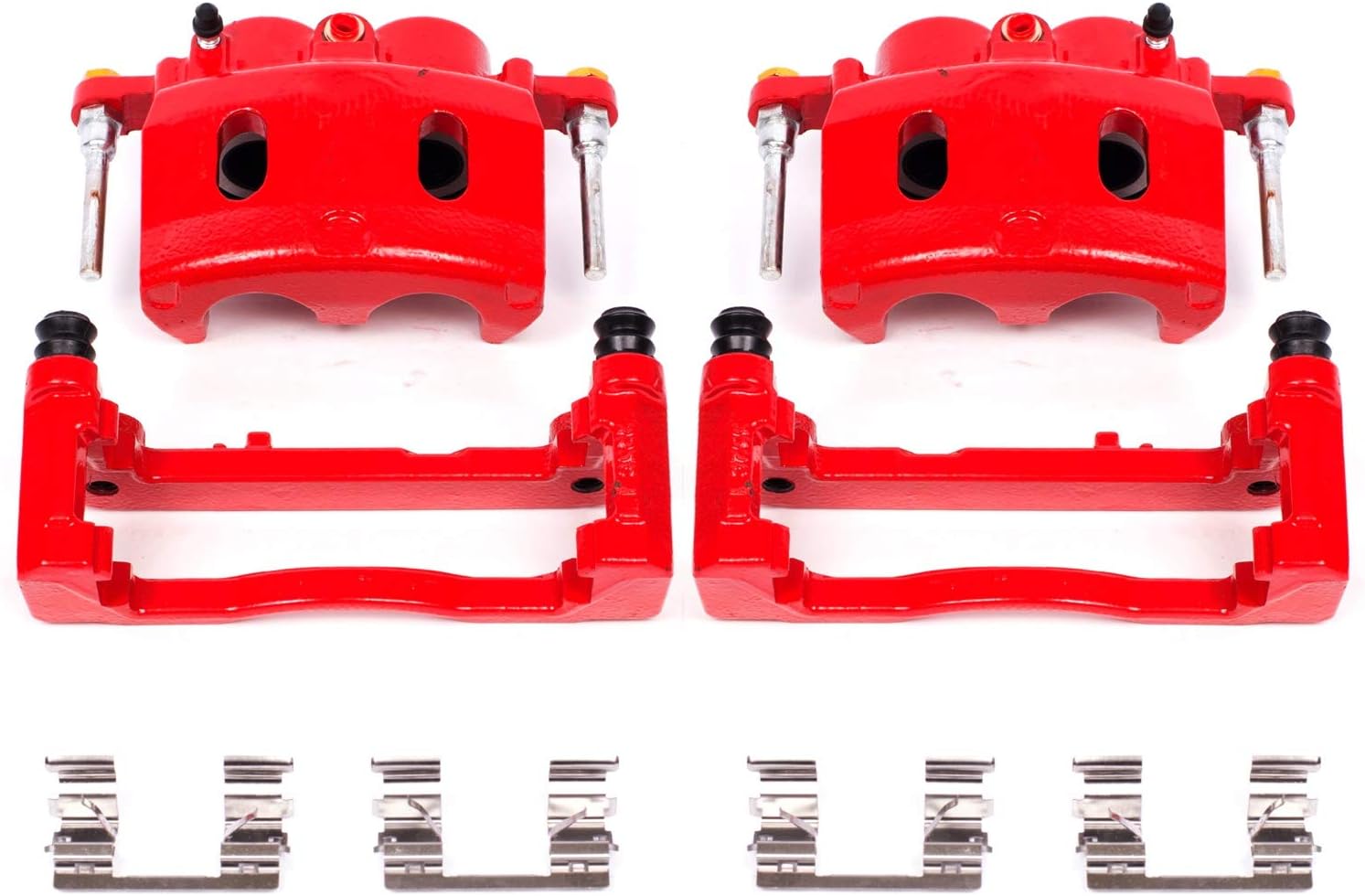 2008-2020 Cadillac Escalade ESV EXT XTS Front Red Powder Coated Brake Caliper Pair - Power Stop S4918A High-Temp