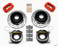 Wilwood 140-9228-DR Forged Dynalite Pro Series Rear Parking Brake Kit 4-Piston 12.19 in Drilled Red - 2005-2014 Ford Mustang 8.8 Axle