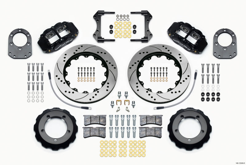 Wilwood Narrow Superlite 4R Front Big Brake Kit 14.00in Drilled Rotors with Brake Lines - 1966-1975 Ford Bronco Dana 30/44