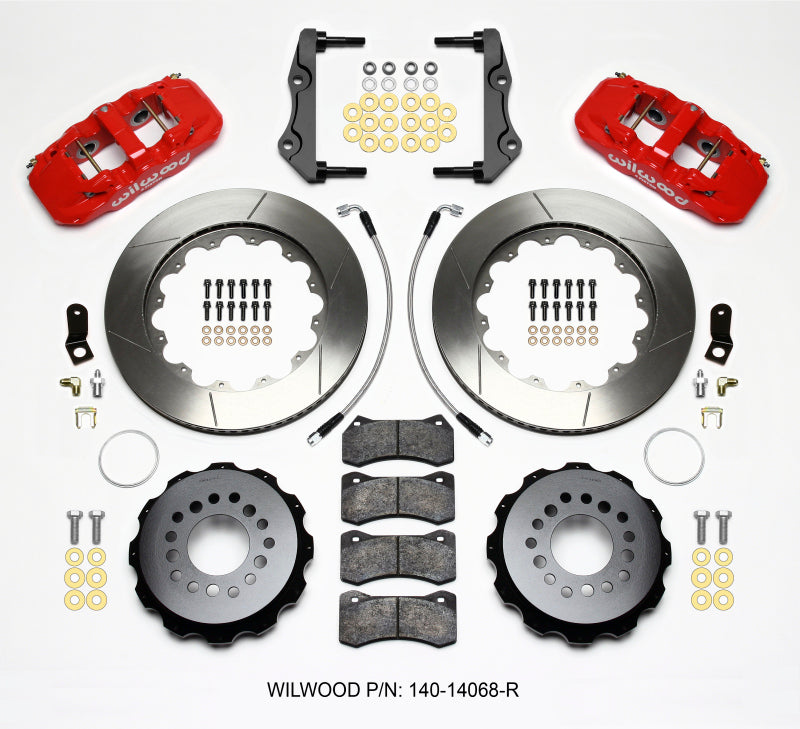 Wilwood AERO4 Rear Big Brake Kit Red Calipers 14.25in 140-14068-R - Dodge Challenger