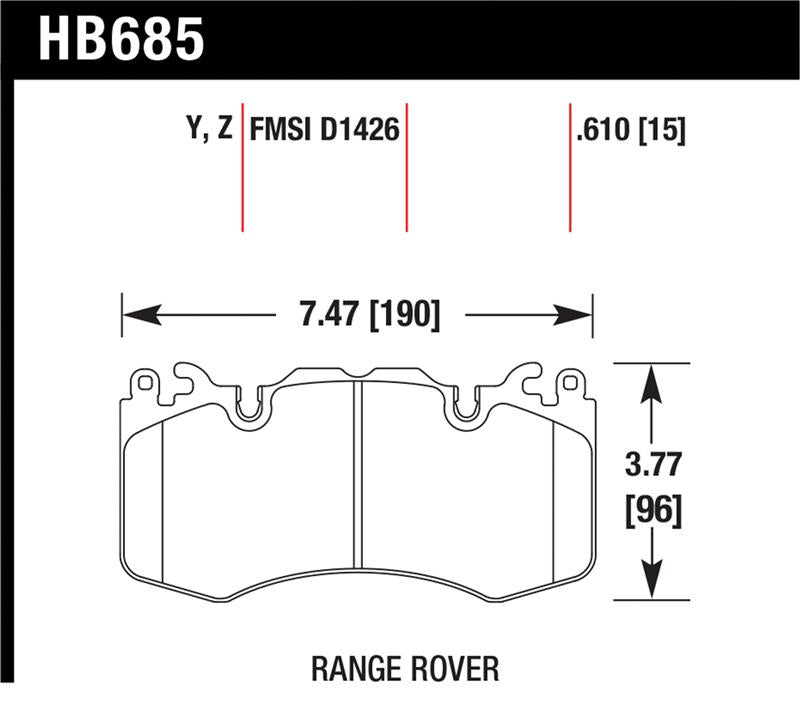 Hawk Performance HB685Y.610 LTS Front Brake Pads - 2010-2011 Land Rover Range Rover and Range Rover Sport Supercharged