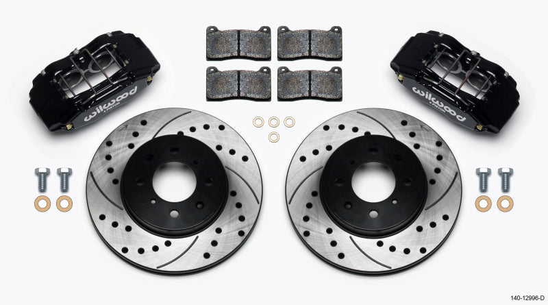 Wilwood 140-12996-D DynaPro DPHA Front Caliper and Rotor Kit 4-Piston Drilled - Honda and Acura with 262mm Rotors