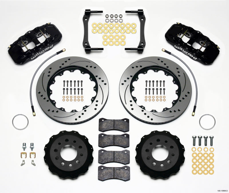 Wilwood AERO4 Rear Big Brake Kit 14.25 Inch Drilled Rotors with Lines - 2014-Up Chevrolet Corvette C7