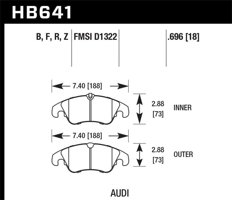 Hawk Performance HB641N.696 HP Plus Front Brake Pads - 2010-2014 Audi A5