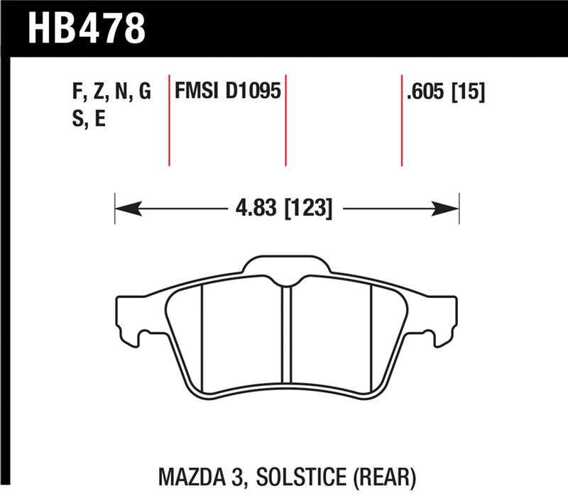 Hawk Performance DTC-70 Race Rear Brake Pads HB478U.605 - 2013-2014 Ford Focus ST