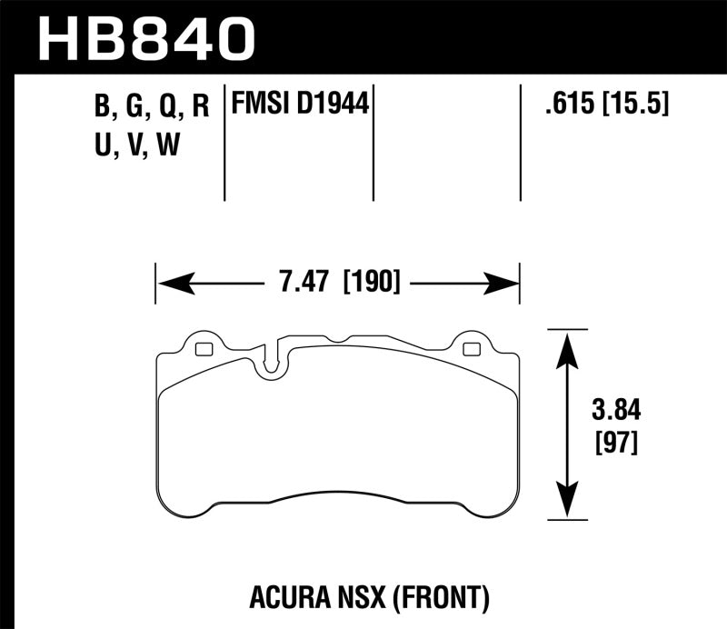 Hawk DTC-60 Front Brake Pads HB840G.615 - 2017 Acura NSX Race-Level Street Use