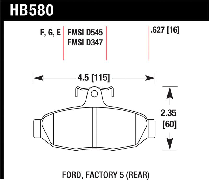 Hawk Performance HPS HB580F.627 Street Brake Pad Set - Low Dust, Quiet