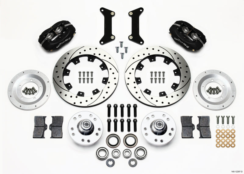 Wilwood 140-12297-D Forged Dynalite Front Big Brake Kit 12.19 in Drilled SRP Rotors Black Calipers - 1979-1987 GM G-Body
