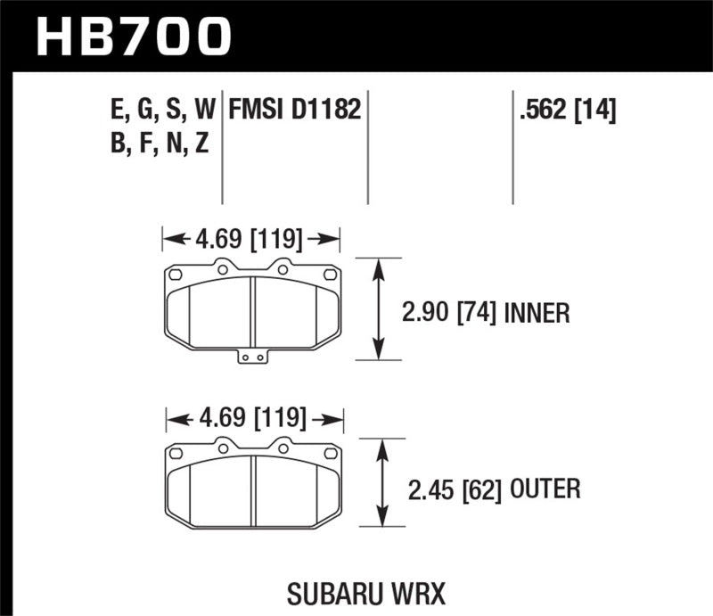 Hawk Performance ER-1 Front Brake Pads - 2006-2007 Subaru Impreza WRX