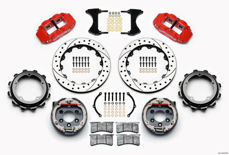 Wilwood Superlite 4R Rear Parking Brake Kit 12.88in Drilled Red - Strange Floater