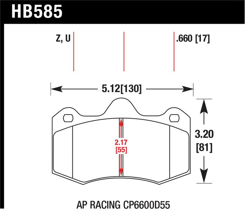 Hawk HB585U.660 DTC-70 Race Brake Pads for AP Racing CP6600 Calipers