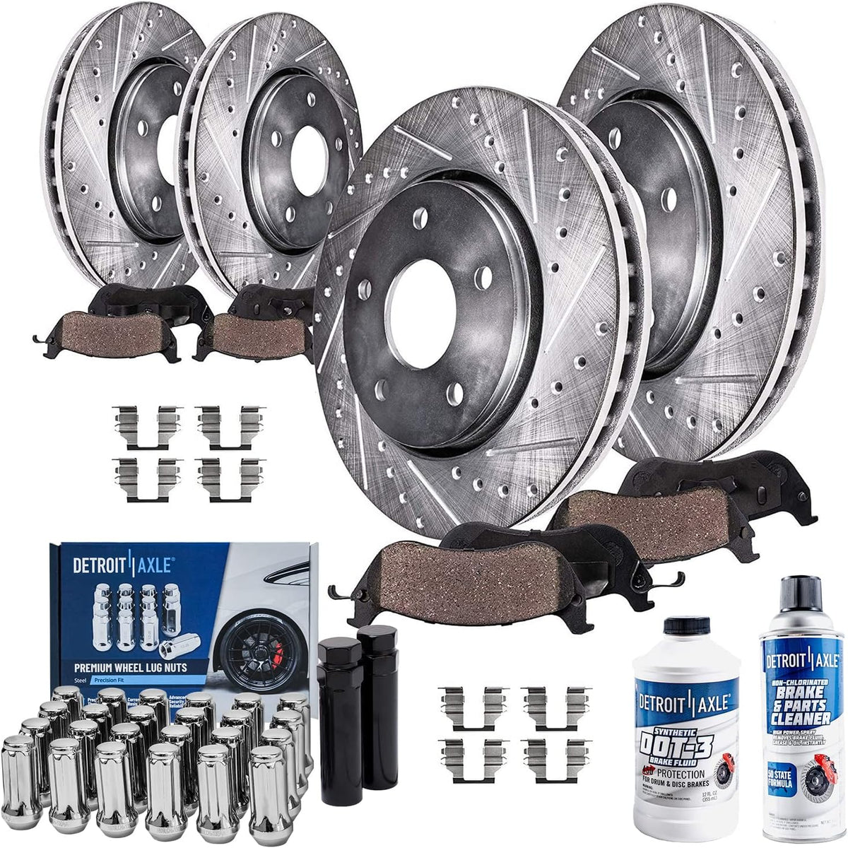 2010-2017 Chevy Equinox GMC Terrain Front and Rear (F+R) Brake Rotors and Ceramic Pads Kit - Detroit Axle
