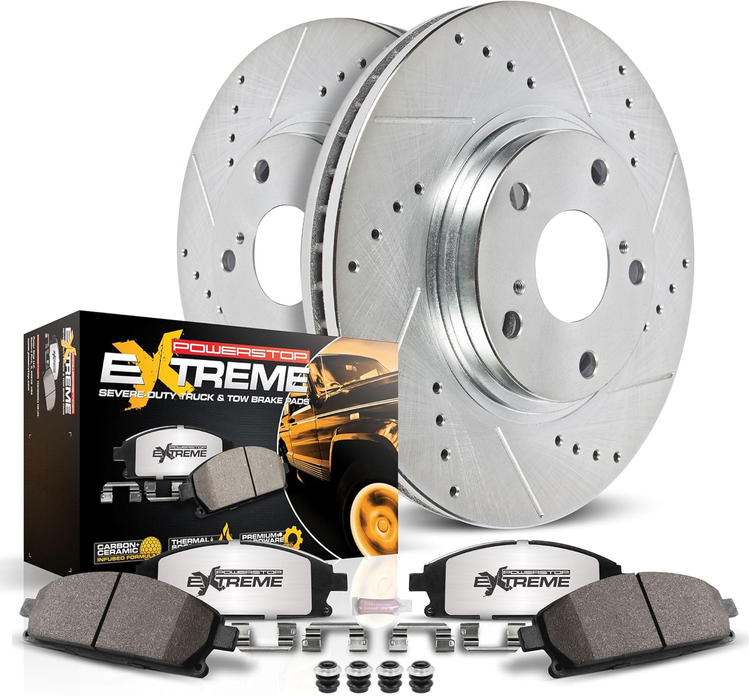 2015-2020 Chevrolet Colorado GMC Canyon Front Truck and Tow Drilled Slotted Brake Kit - Power Stop K7126-36