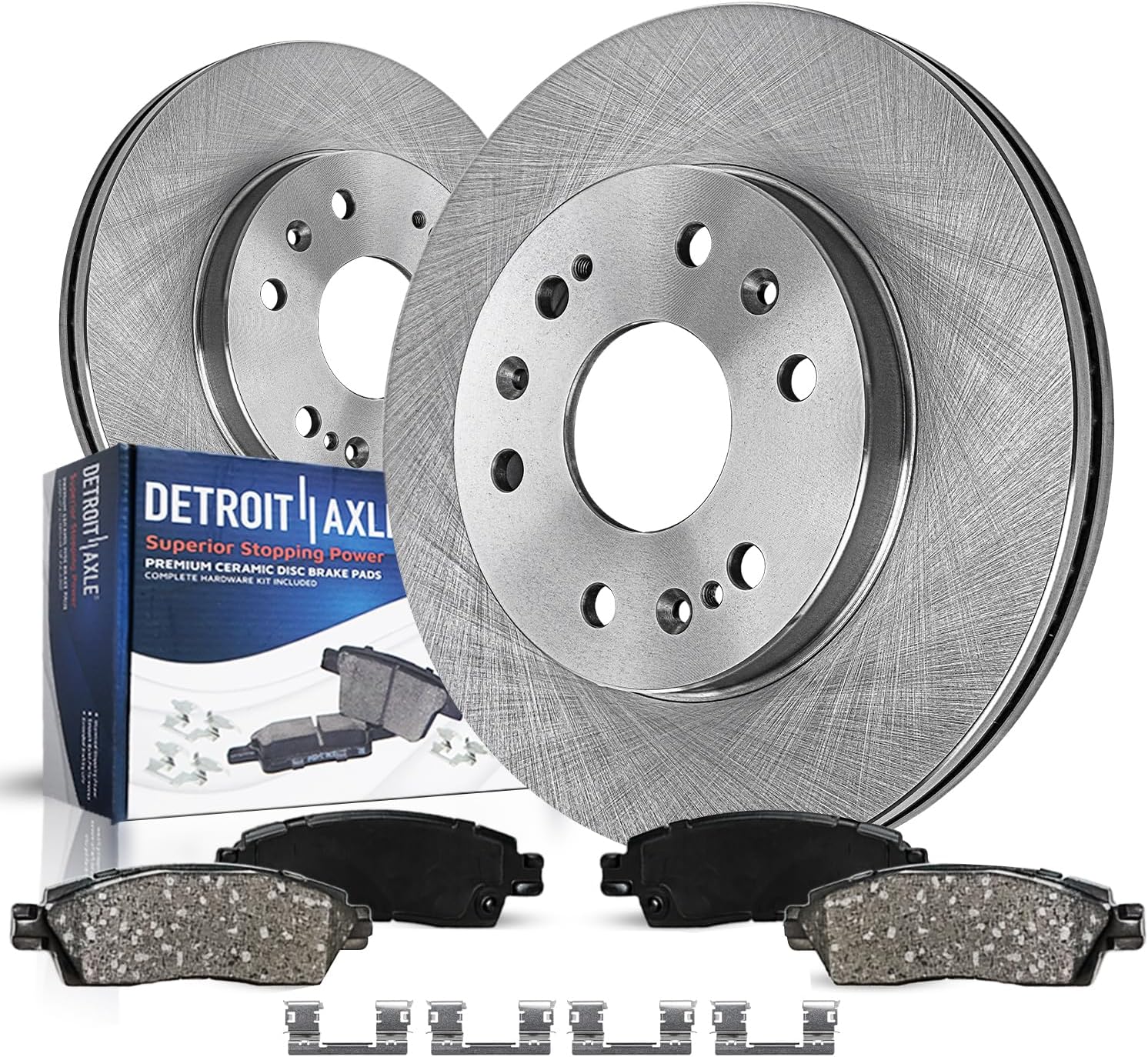 2007-2018 Silverado 1500 Escalade Tahoe Suburban Front Brake Kit - Drilled and Slotted Rotors + Ceramic Pads - Detroit Axle 12.99 inch