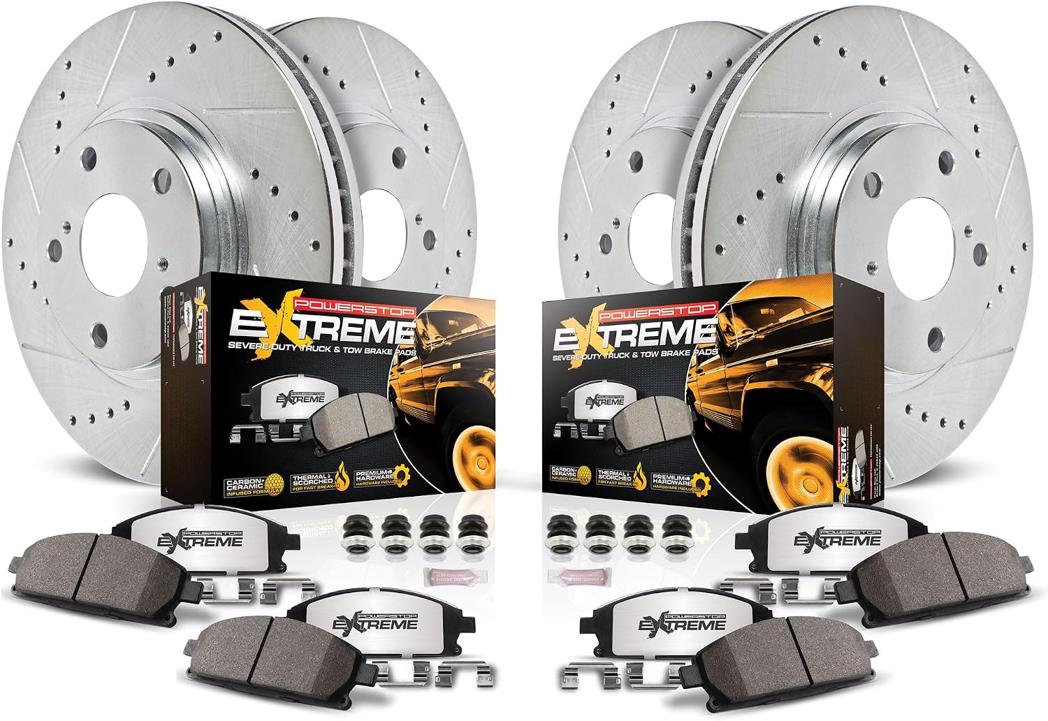 2019-2023 Ford Ranger Front and Rear Truck and Tow Drilled Slotted Brake Kit - Power Stop K8448-36