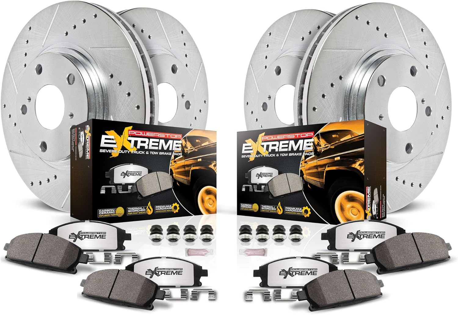 2015-2020 Chevrolet Colorado GMC Canyon Front and Rear Truck and Tow Drilled Slotted Brake Kit - Power Stop K7228-36