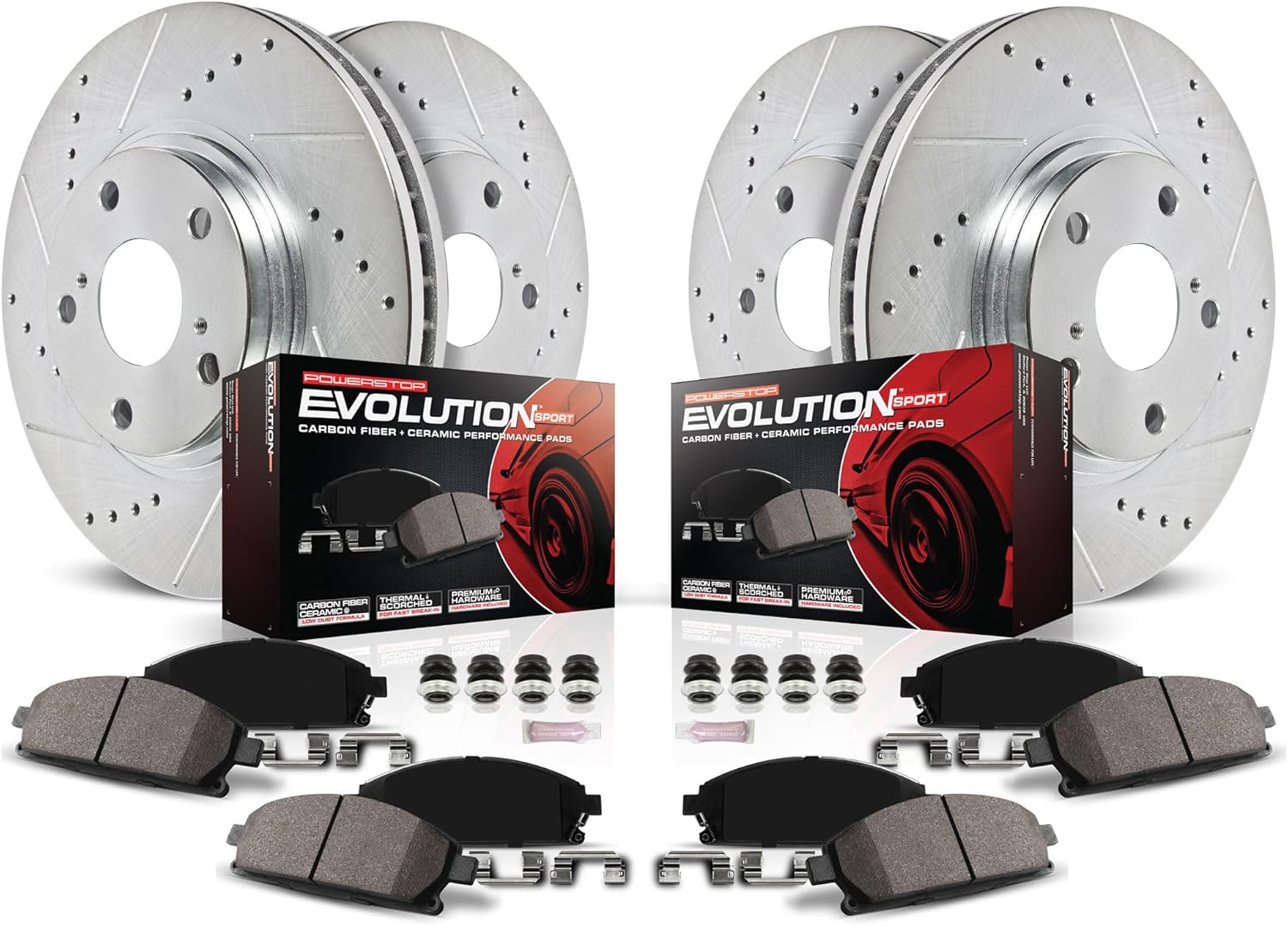 2016-2025 Honda Pilot Ridgeline Front and Rear Drilled Slotted Carbon Fiber Brake Kit - Power Stop K7576
