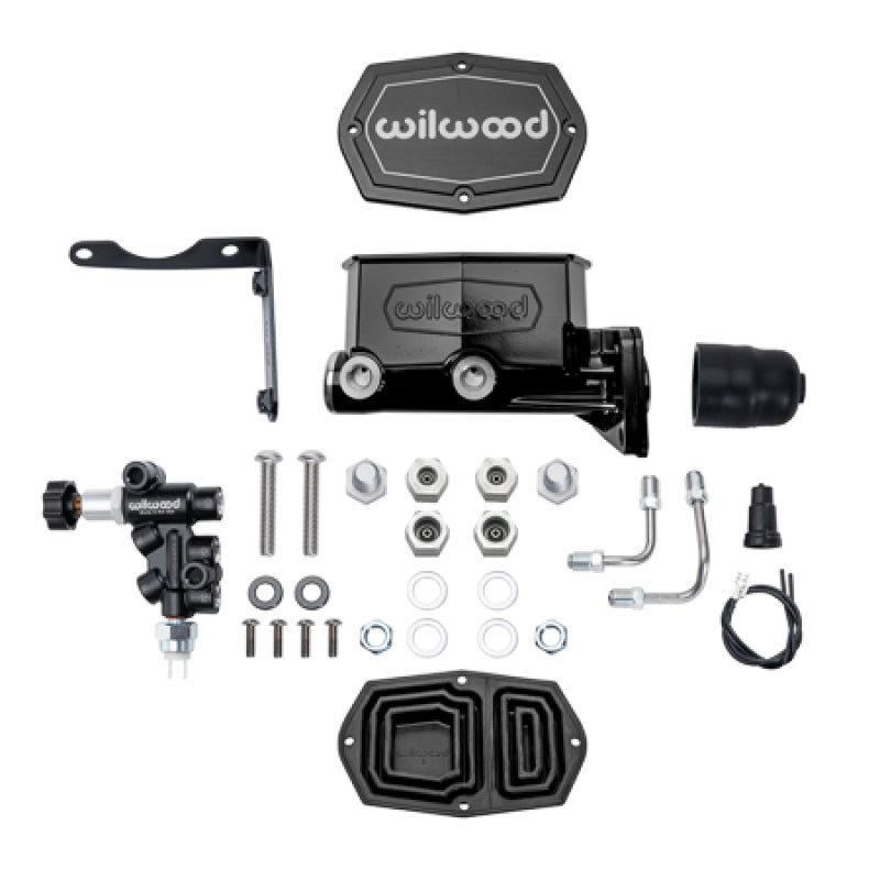 Wilwood 261-16797-BK Mopar Compact Tandem Master Cylinder Kit with Combination Valve, 1 in Bore, Black