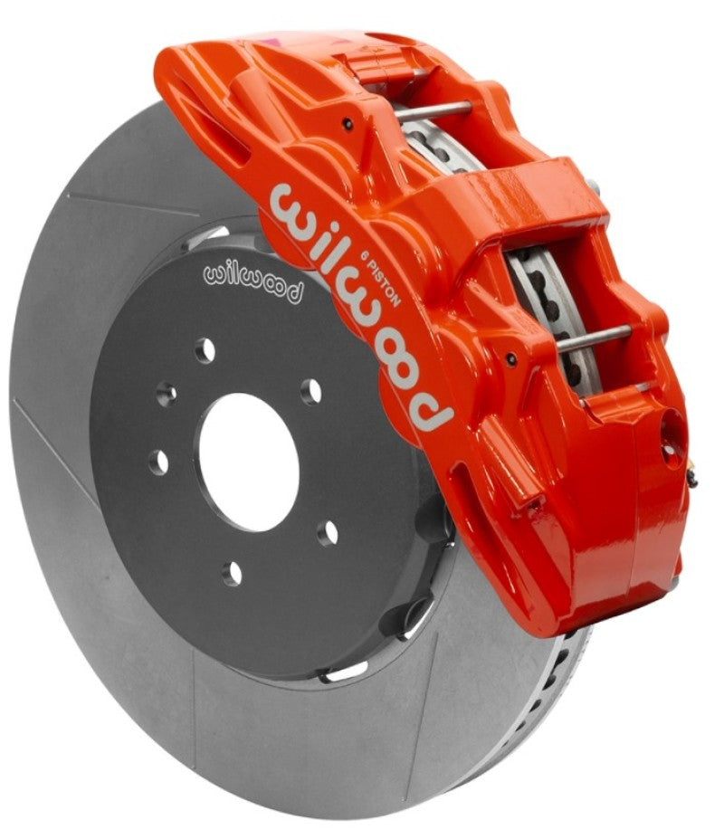 Wilwood SX6R Front Big Brake Kit 15in Slotted Lug Drive Rotors Red with Lines - 2014+ Chevrolet Corvette C7