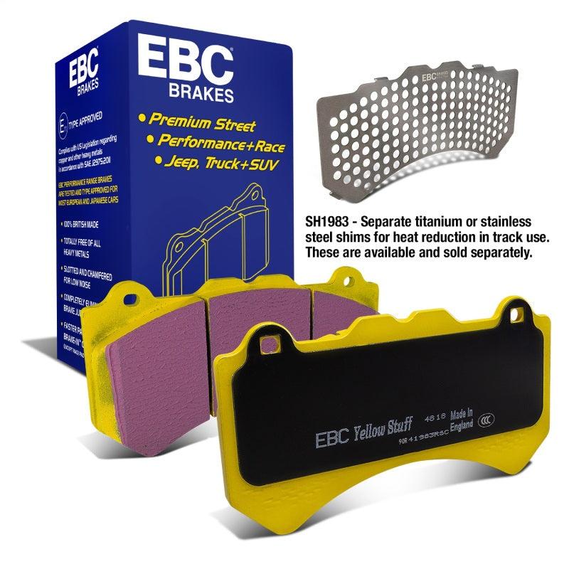 EBC Yellowstuff Front Brake Pad Set DP41983R - 2008-2011 Nissan GT-R R35 3.8 Twin Turbo with Cast Iron Rotors