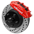 Wilwood 140-16801-DR D11 Brake Kit, 11.29 in Drilled Rotors, Red, with Flex Lines - 1965-1967 Ford Mustang