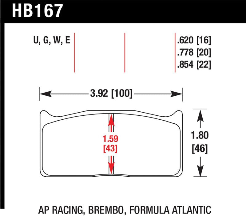 Hawk DTC-60 Race Brake Pads HB167G.778 for AP Racing Calipers - High Torque, High Temp