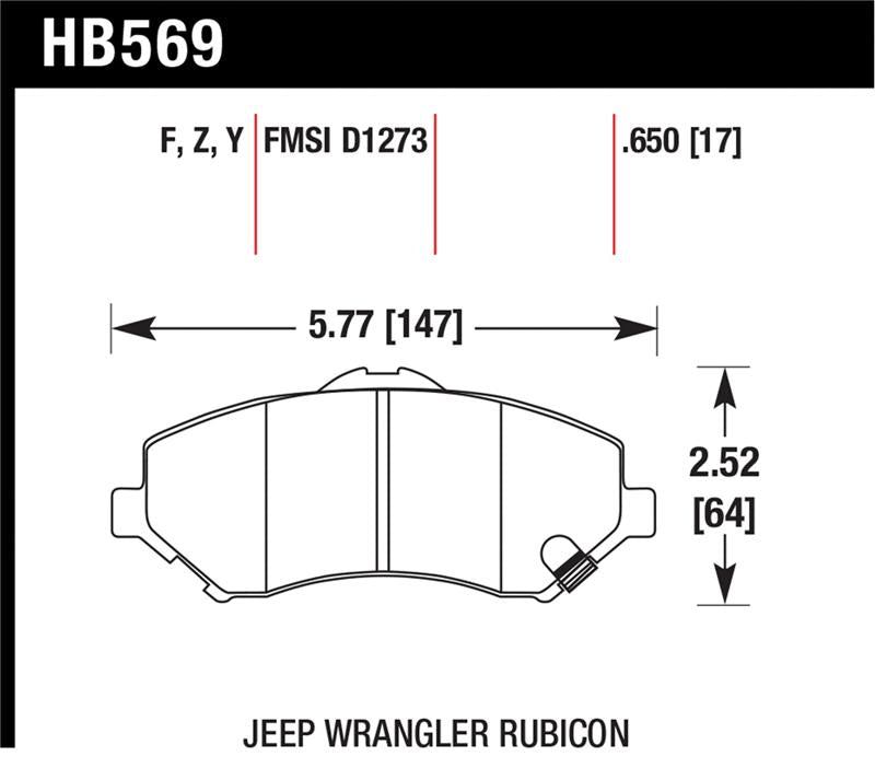 Hawk Performance HB569Z.650 Ceramic Street Brake Pad Set - Quiet, Ultra-Low Dust